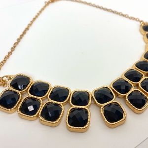 Black and Gold Bib Statement RBG Necklace Vintage